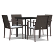 Bowery Hill Contemporary Outdoor Dining Set in Brown/Black/Cream White