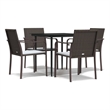 Bowery Hill Contemporary Outdoor Dining Set in Brown/Black/Cream White