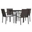 Bowery Hill Contemporary Outdoor Dining Set in Brown/Black/Cream White
