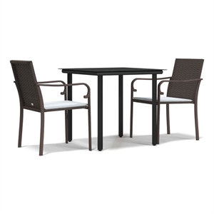 Bowery Hill Contemporary Garden Dining Set in Brown/Black/Cream White