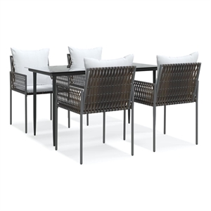 Bowery Hill Contemporary Powder-Coated Garden Dining Set in Brown