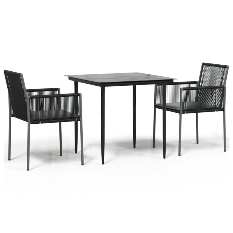 Bowery Hill Contemporary Garden Dining Set in Black/Light Gray