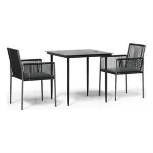 Bowery Hill Contemporary Garden Dining Set in Black/Light Gray