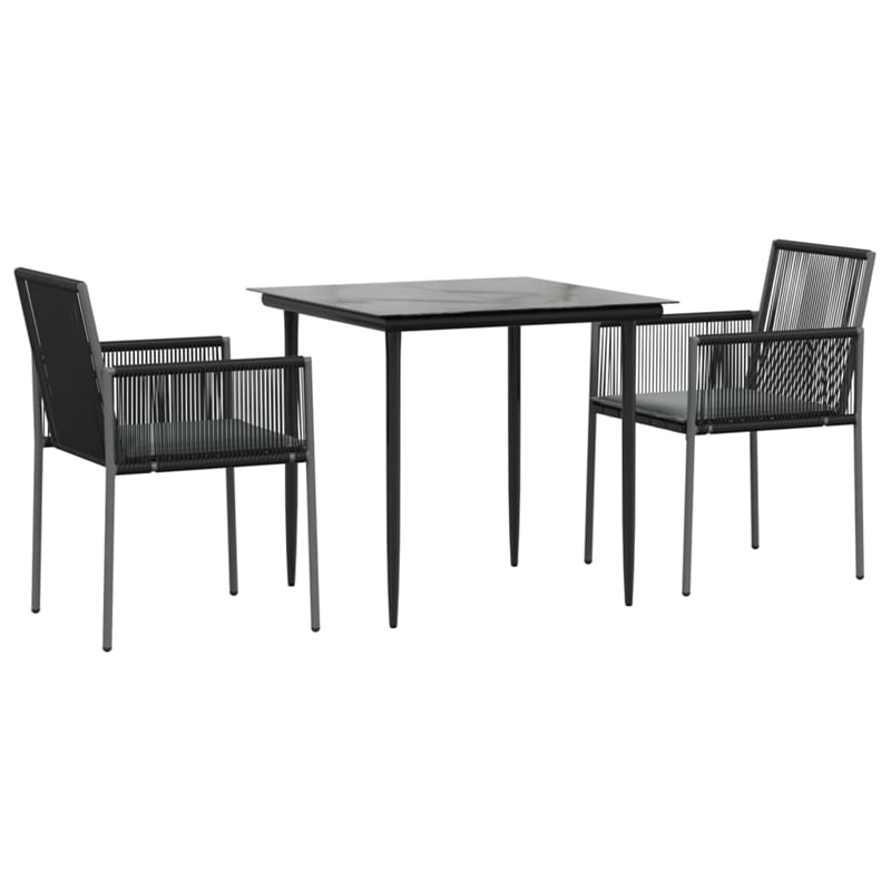 Bowery Hill Contemporary Garden Dining Set in Black/Light Gray