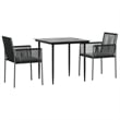 Bowery Hill Contemporary Garden Dining Set in Black/Light Gray
