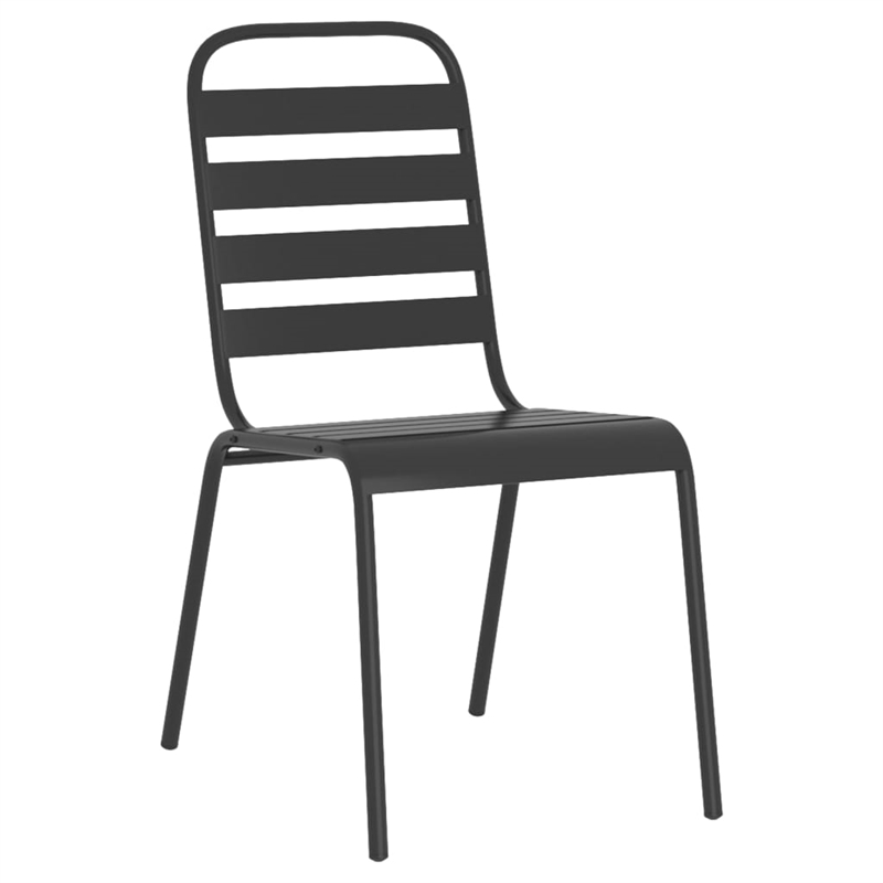 Bowery Hill Powder-Coated Steel Large Stackable Garden Dining Set - Gray