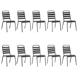 Bowery Hill Powder-Coated Steel Large Stackable Garden Dining Set - Gray