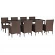 Bowery Hill Contemporary Weather-Resistant 9 Piece Patio Dining Set in Brown