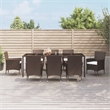 Bowery Hill Contemporary Weather-Resistant 9 Piece Patio Dining Set in Brown