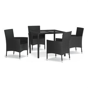 Bowery Hill Contemporary Patio Dining Set in Black - Set of 4