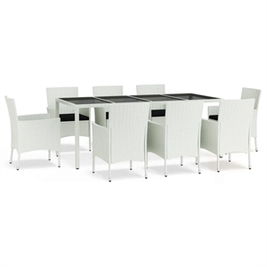 Bowery Hill Contemporary 9 Piece Patio Dining Set White/Black
