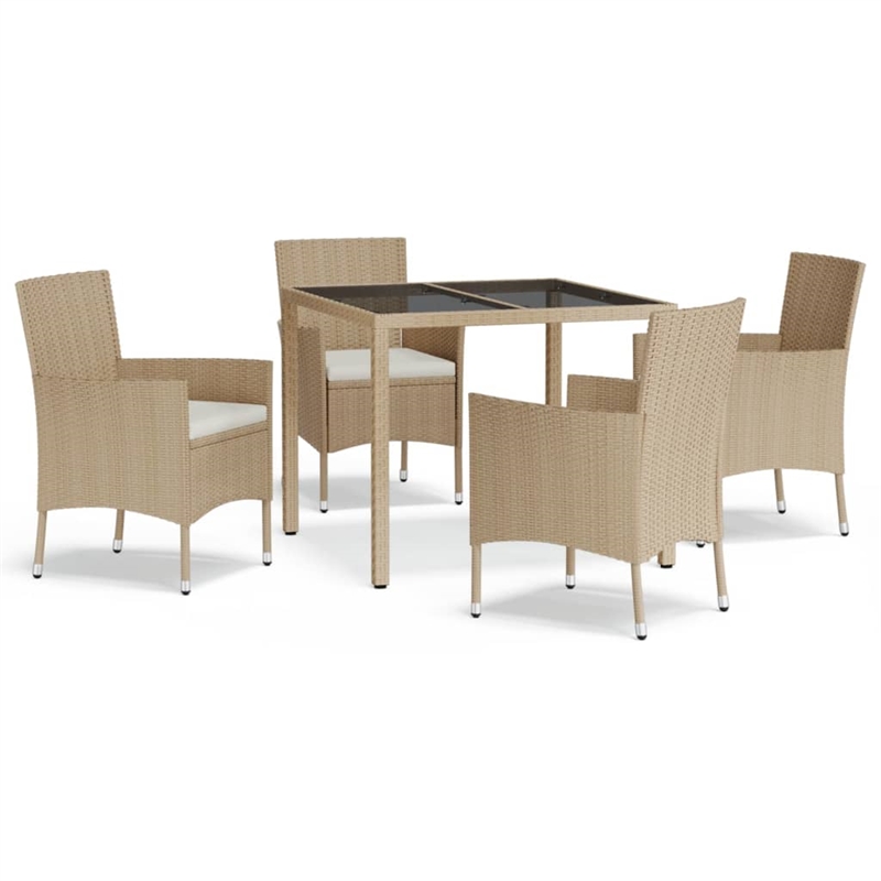 Bowery Hill Contemporary Patio Dining Set in Beige - Set of 4