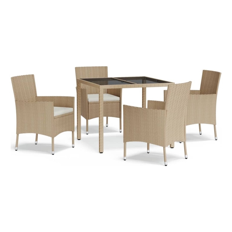 Bowery Hill Contemporary Patio Dining Set in Beige - Set of 4