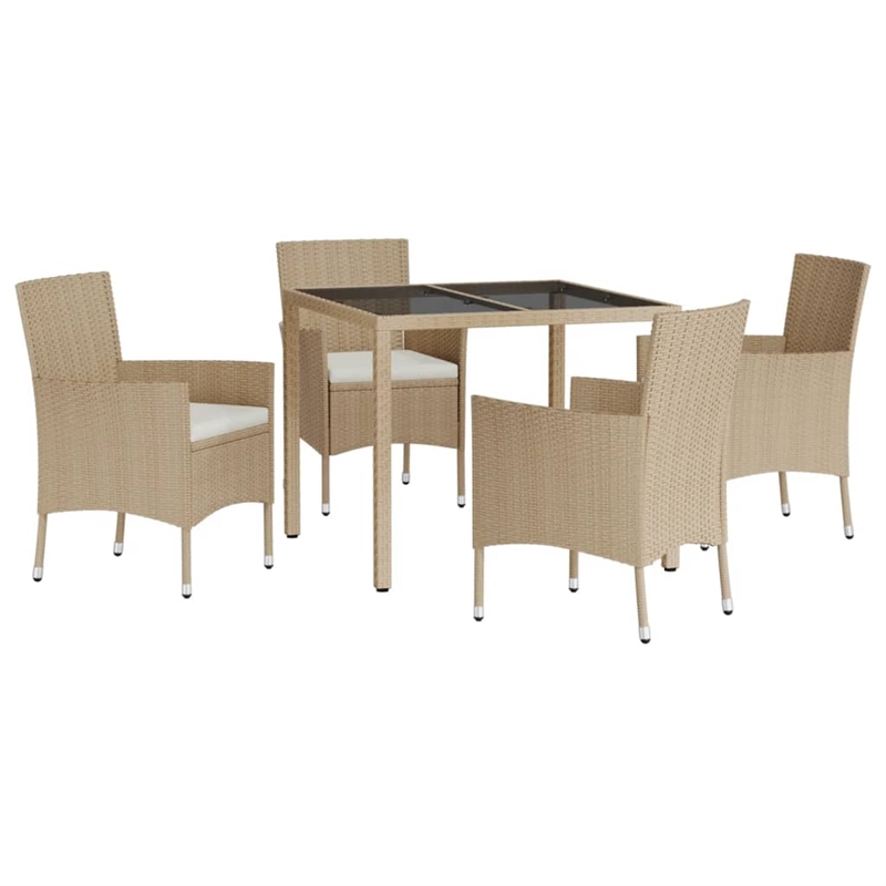 Bowery Hill Contemporary Patio Dining Set in Beige - Set of 4