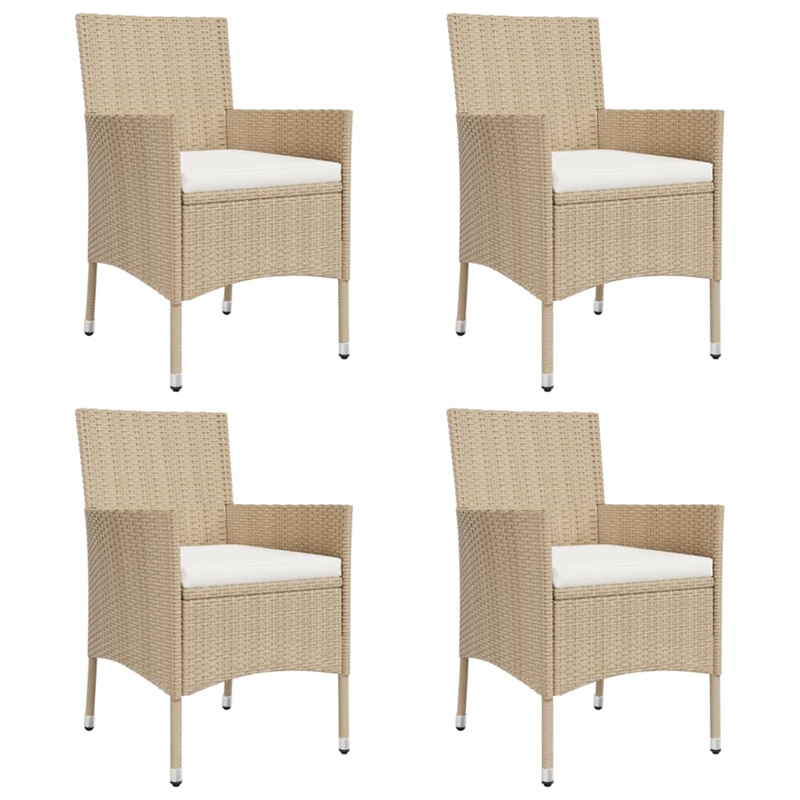 Bowery Hill Contemporary Patio Dining Set in Beige - Set of 4