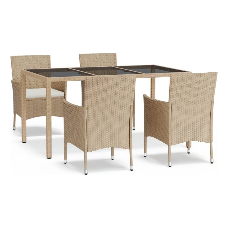 Bowery Hill Contemporary Patio Dining Set in Beige - Set of 4