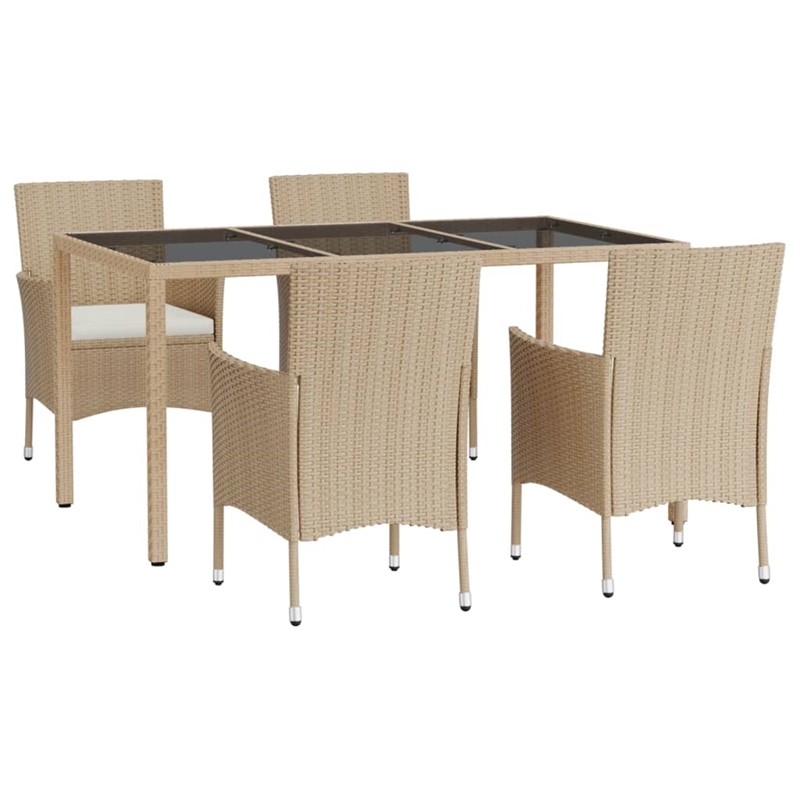 Bowery Hill Contemporary Patio Dining Set in Beige - Set of 4
