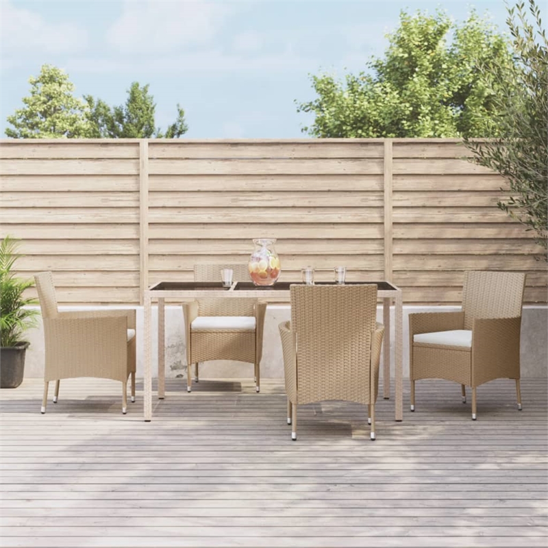 Bowery Hill Contemporary Patio Dining Set in Beige - Set of 4