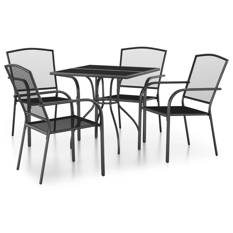 Bowery Hill E-Coated and Powder-Coated Garden Dining Set in Anthracite/Gray