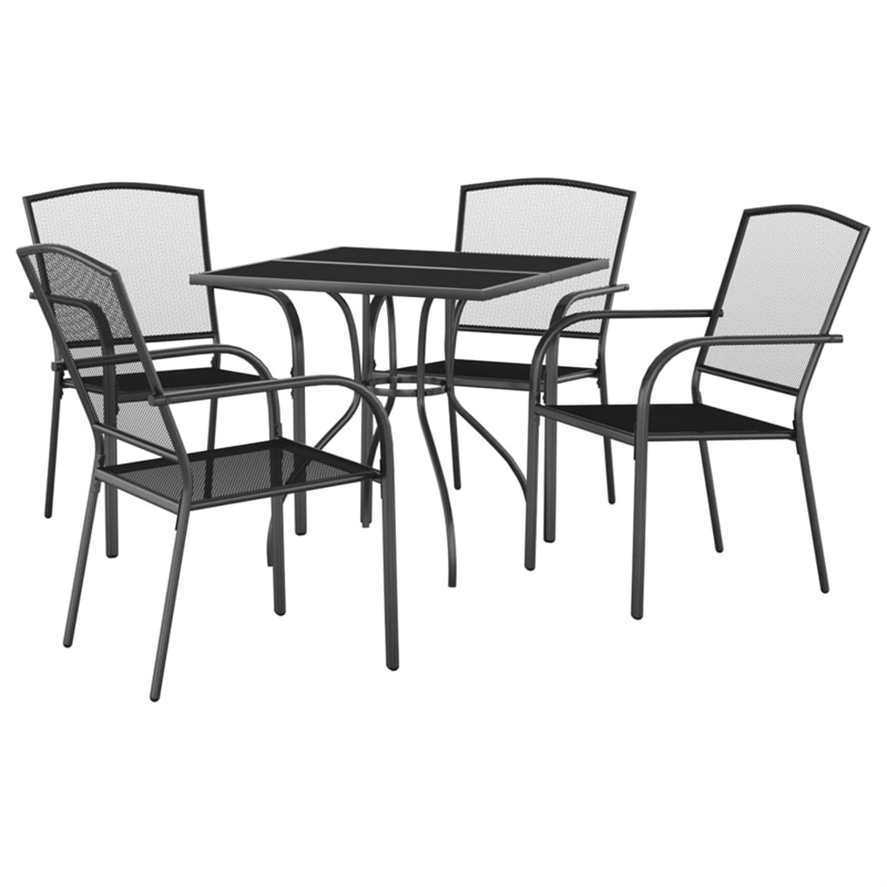 Bowery Hill E-Coated and Powder-Coated Garden Dining Set in Anthracite/Gray