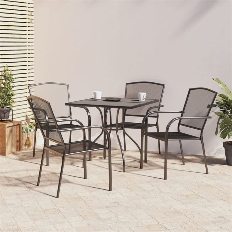 Bowery Hill E-Coated and Powder-Coated Garden Dining Set in Anthracite/Gray