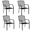 Bowery Hill Steel Medium Stackable Garden Dining Set in Anthracite/Gray