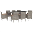 Bowery Hill Contemporary 9 Piece Poly Rattan Patio Dining Set in Gray