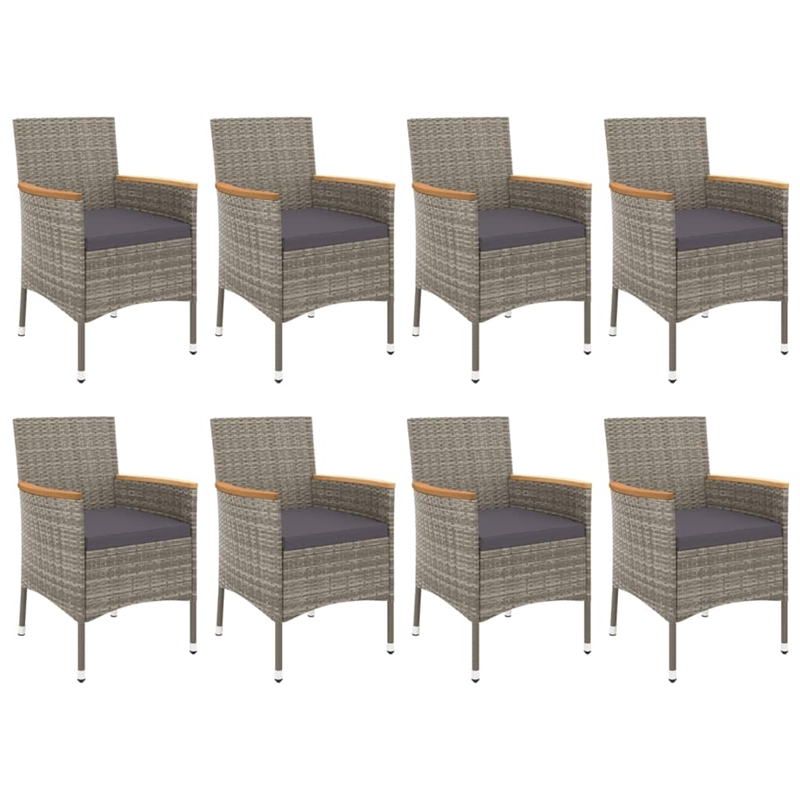 Bowery Hill Contemporary 9 Piece Poly Rattan Patio Dining Set in Gray