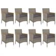 Bowery Hill Contemporary 9 Piece Poly Rattan Patio Dining Set in Gray