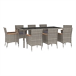 Bowery Hill Contemporary 9 Piece Poly Rattan Patio Dining Set in Gray