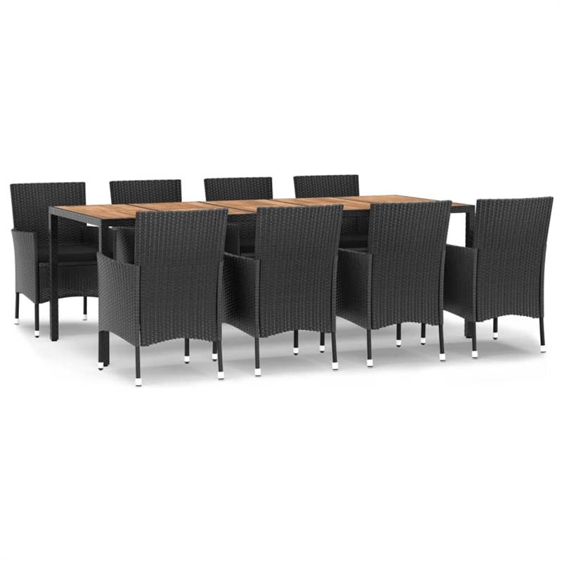 Bowery Hill Contemporary Weather-Resistant 9 Piece Patio Dining Set in Black