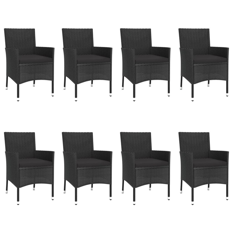 Bowery Hill Contemporary Weather-Resistant 9 Piece Patio Dining Set in Black