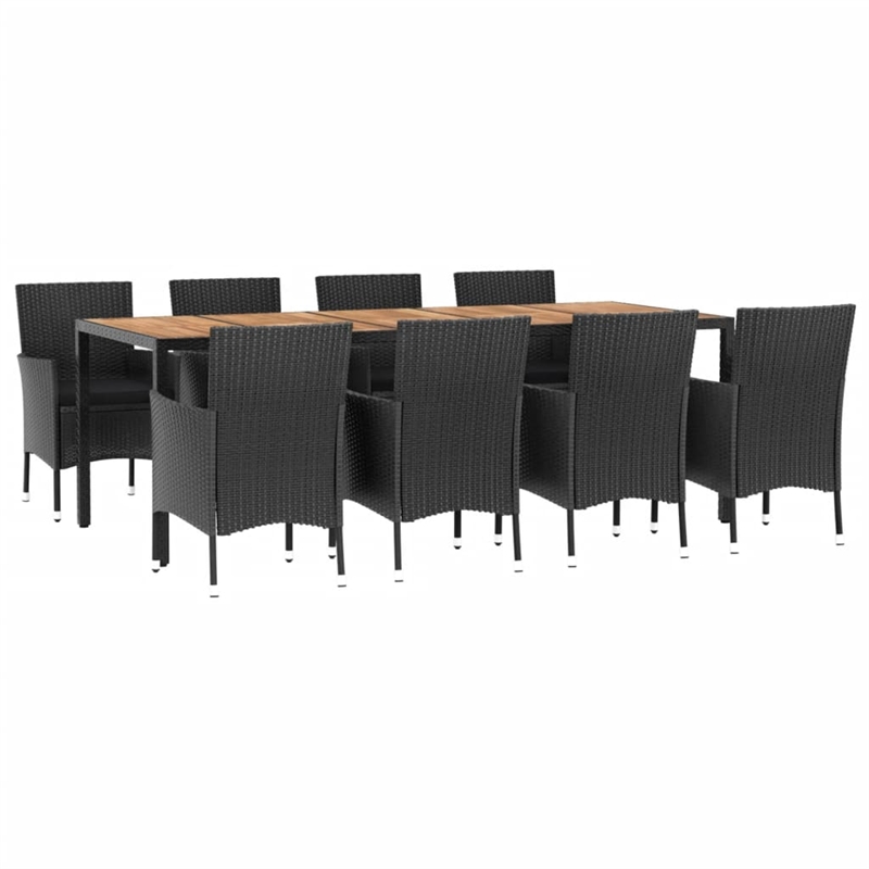 Bowery Hill Contemporary Weather-Resistant 9 Piece Patio Dining Set in Black