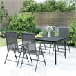 Bowery Hill Medium Height-Adjustable Garden Dining Set in Anthracite/Gray Steel