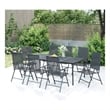Bowery Hill Powder-Coated Steel Standard Garden Dining Set in Anthracite/Gray