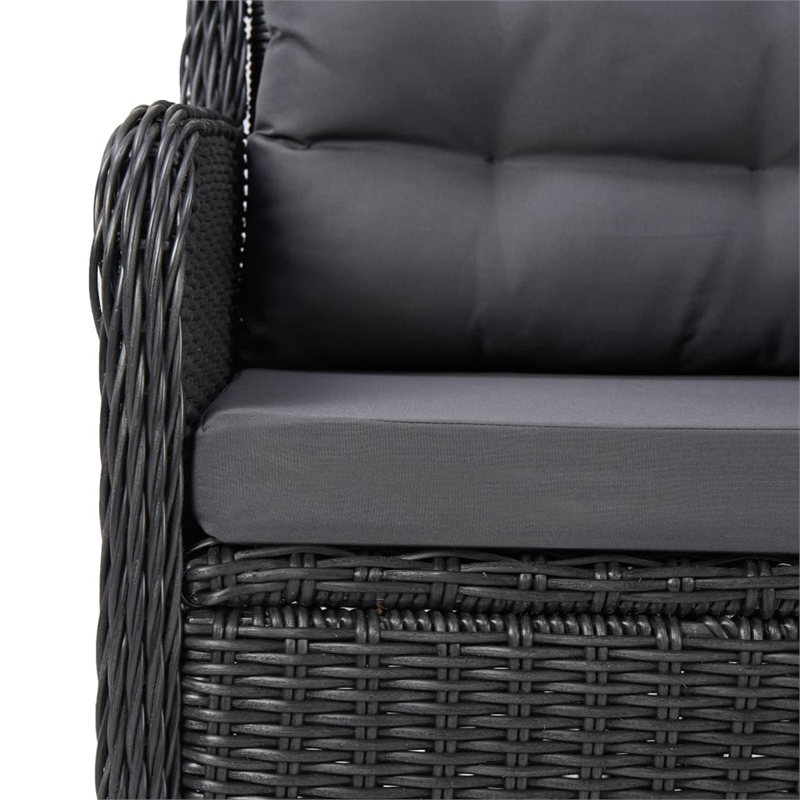 Bowery Hill Contemporary Outdoor Dining Set in Black and in Dark Gray