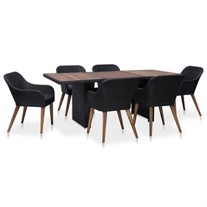 Bowery Hill Contemporary Outdoor Dining Set in Black and in Dark Gray