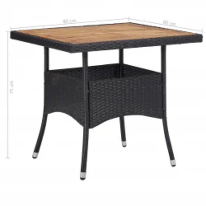 Bowery Hill Poly Rattan Medium Removable Covers Dining Set in Black