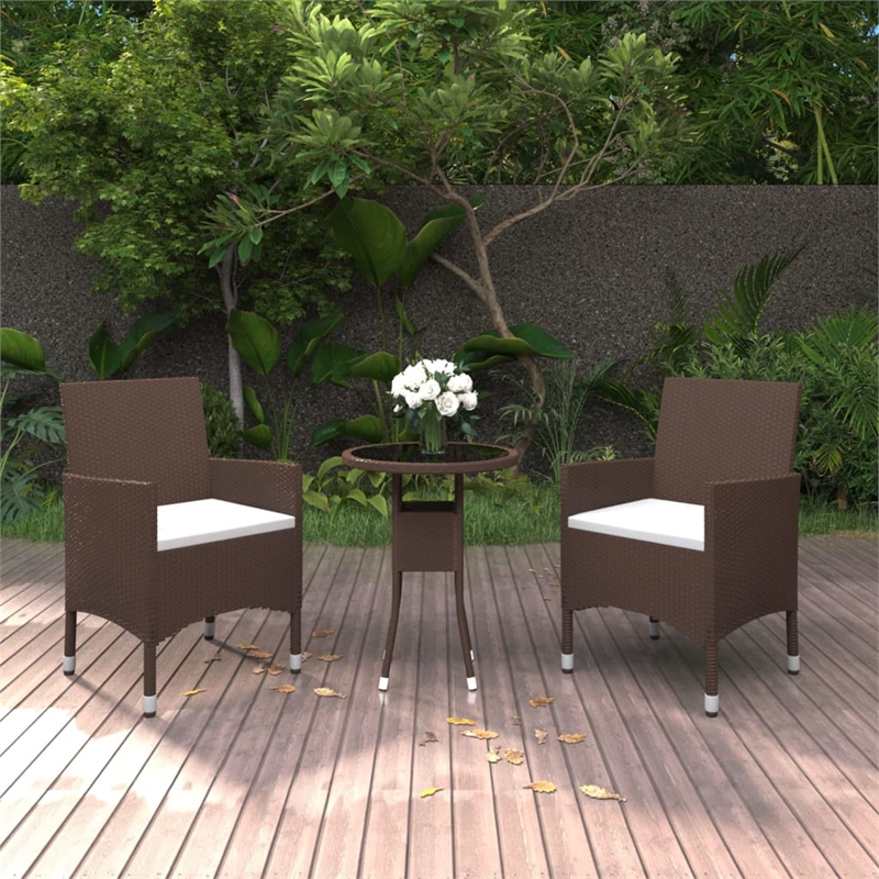 Bowery Hill Contemporary Garden Dining Set in Brown/Cream White