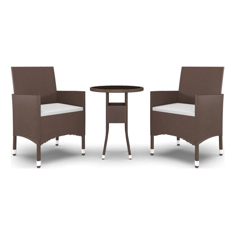 Bowery Hill Contemporary Garden Dining Set in Brown/Cream White