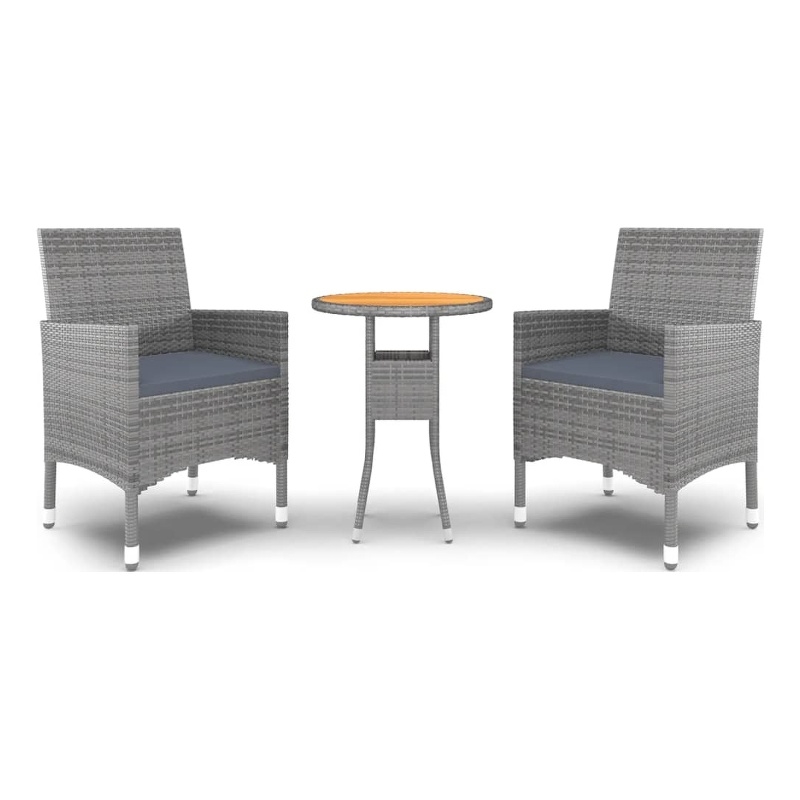 Bowery Hill Poly Rattan Medium Durable Garden Dining Set in Gray