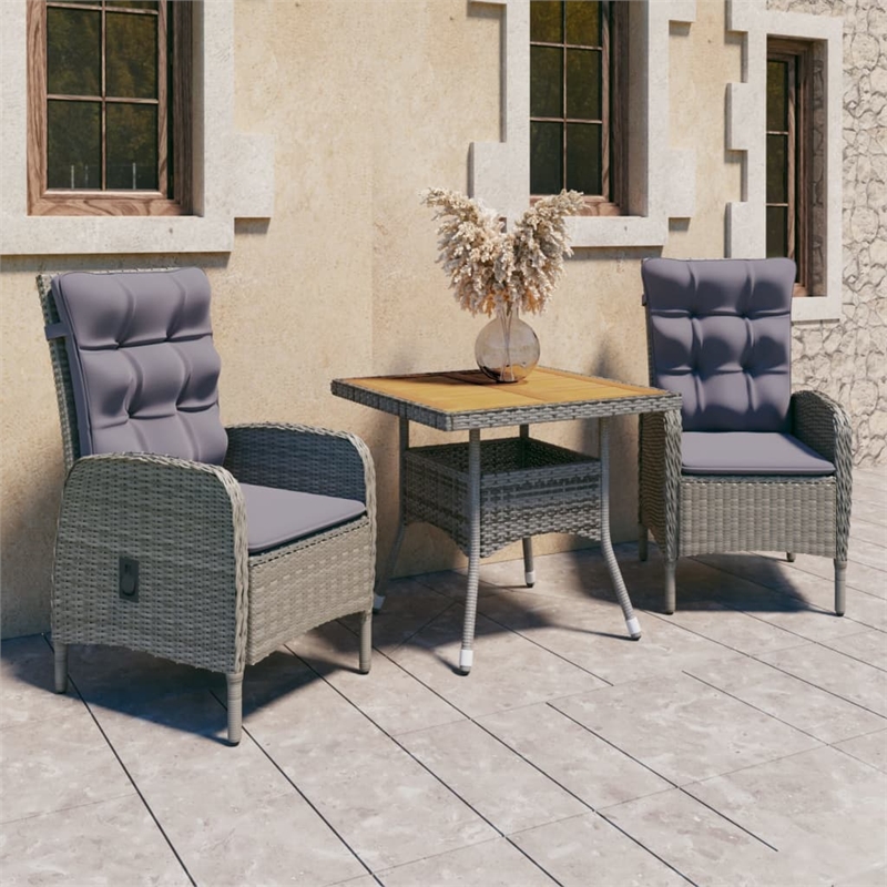 Bowery Hill Contemporary Poly Rattan Medium Garden Dining Set in Gray