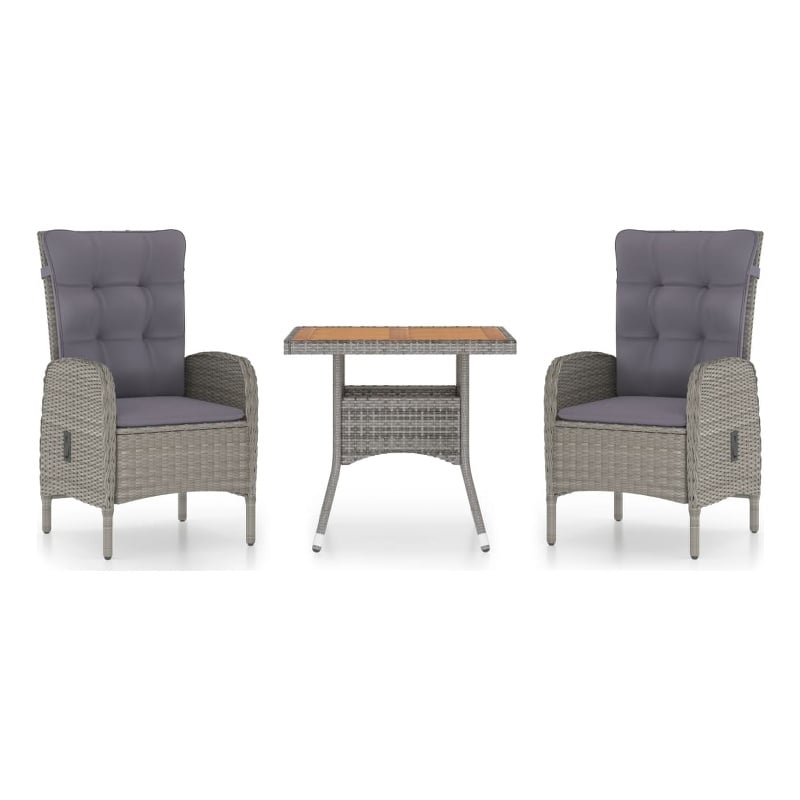 Bowery Hill Contemporary Poly Rattan Medium Garden Dining Set in Gray