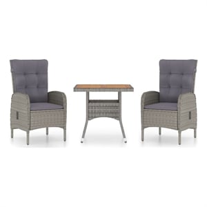 Bowery Hill Contemporary Poly Rattan Medium Garden Dining Set in Gray