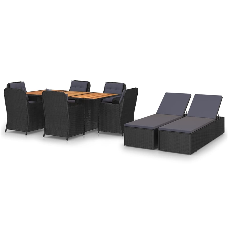 Bowery Hill Contemporary Dining Set in Black and in Dark Gray