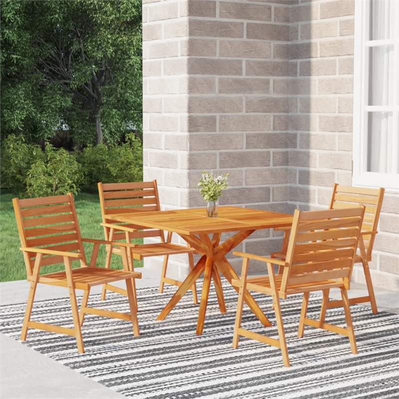 Bowery Hill Solid Acacia Wood Medium Garden Dining Set Natural Wood