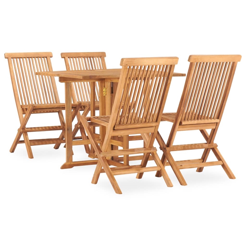 Bowery Hill Contemporary Teak Wood Medium Outdoor Dining Set in Natural