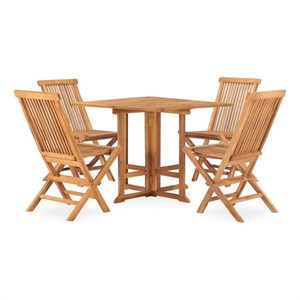 Bowery Hill Contemporary Teak Wood Medium Outdoor Dining Set in Natural