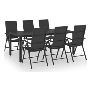 Bowery Hill PE Rattan/Aluminum Medium Lightweight Dining Set in Black