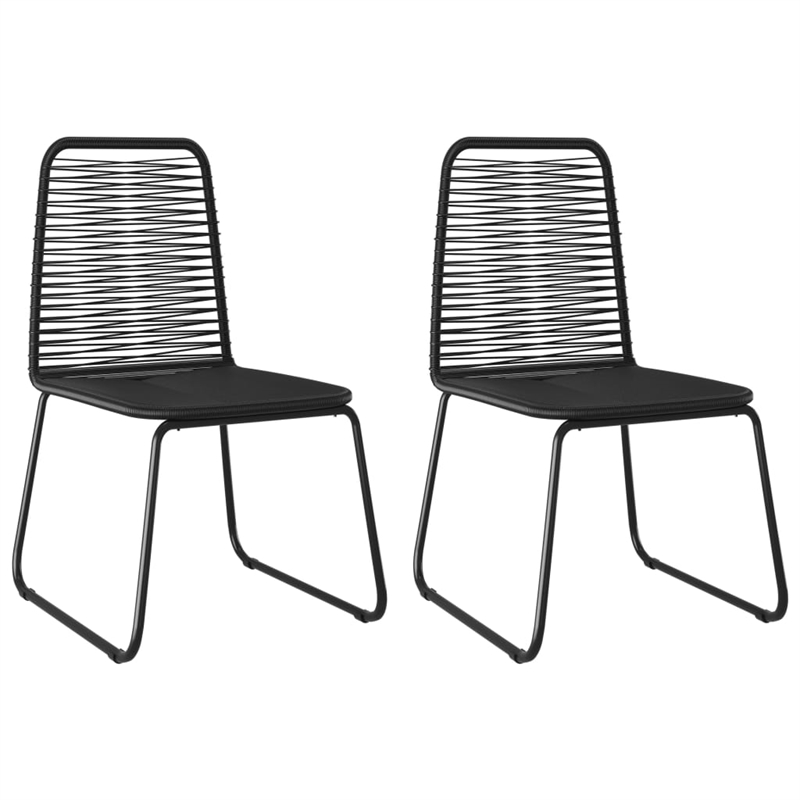 Bowery Hill PVC Rattan/Powder-Coated Steel Standard Dining Set in Black